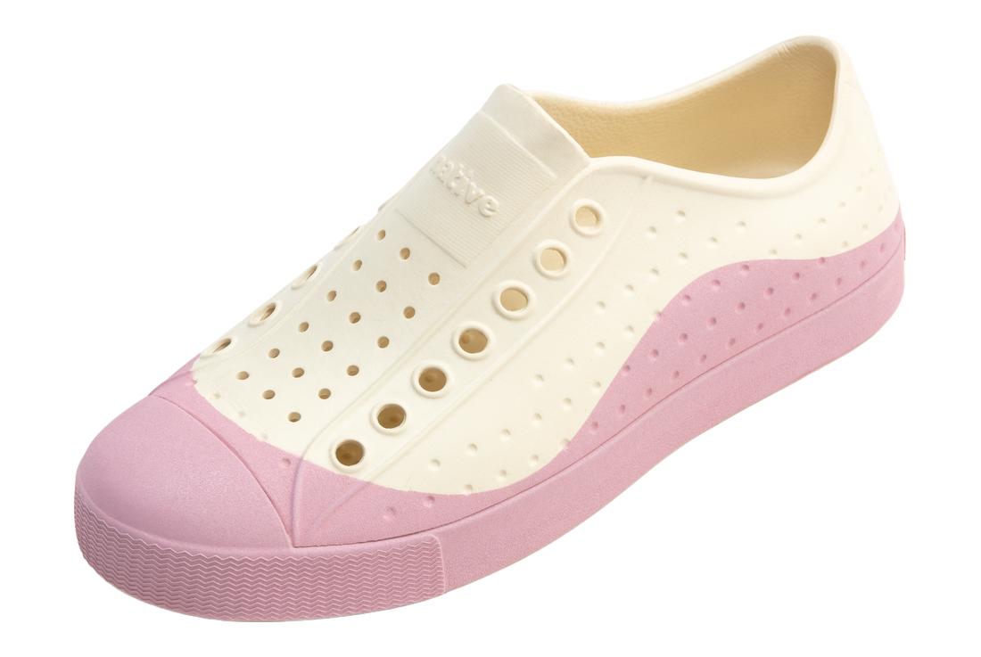 A yellowish and pink native shoe.