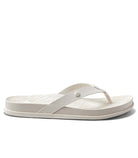 A white sandals with a tropical footbed pattern, designed for women.