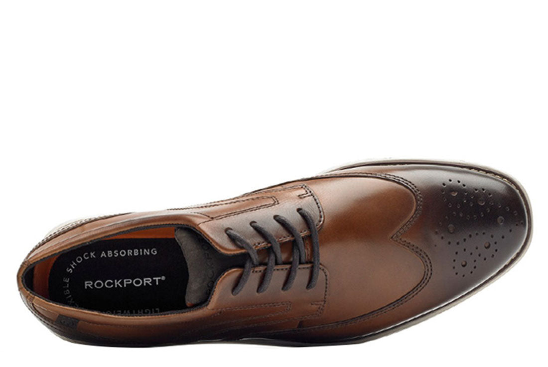 ROCKPORT Garett Wingtip Mens Tan Havane