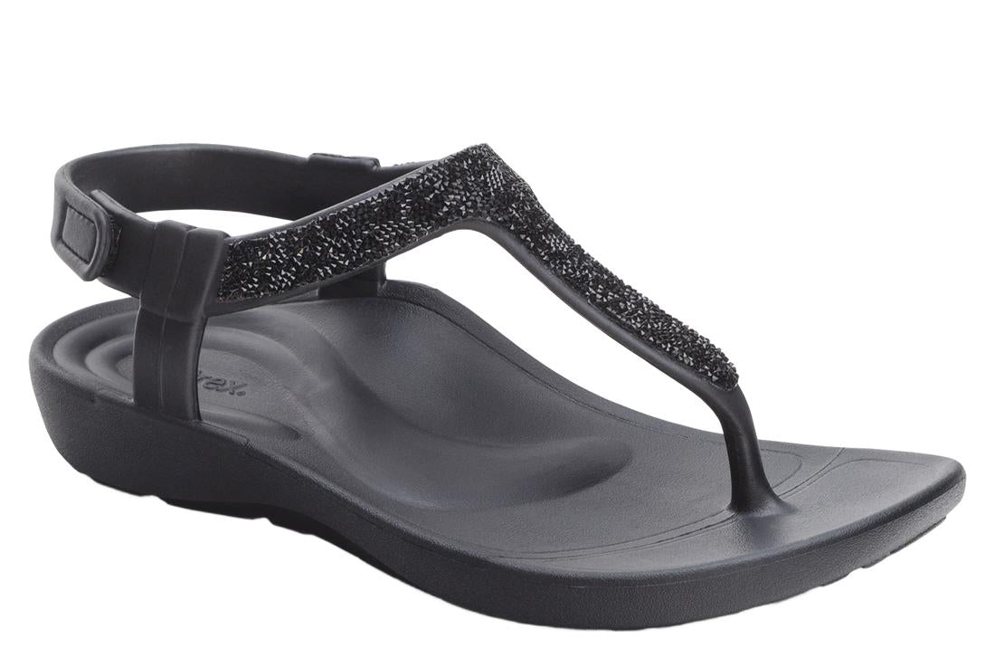 AETREX Skyler Sandals Black Embellished