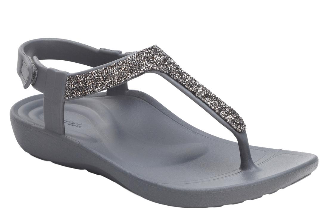 AETREX Skyler Sandals Pewter Embellish