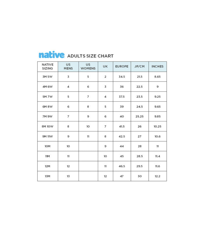 NATIVE Native Jefferson Sugarlite Print Mens Adult-Eva Shoes