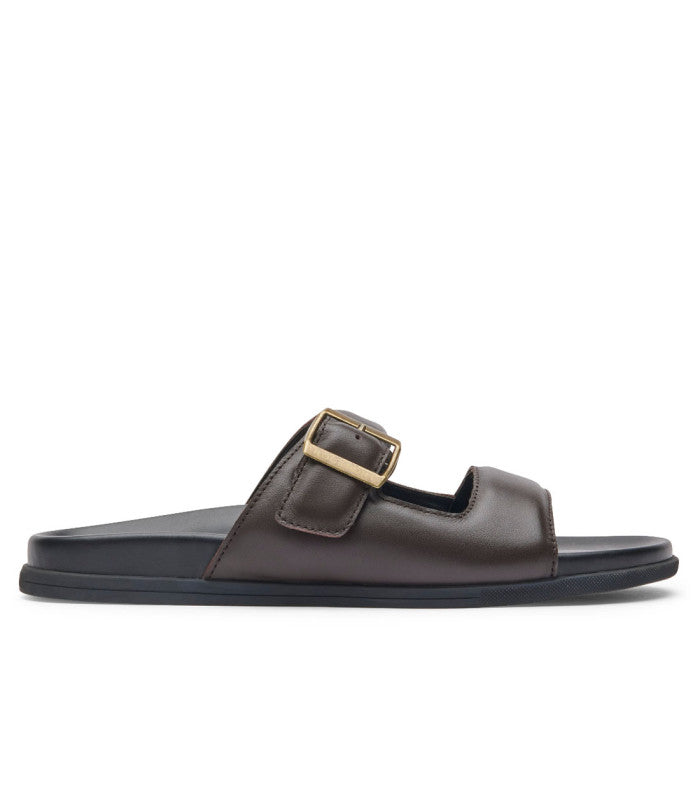 ROCKPORT Darron Buckle Slide Mens Dark Brown